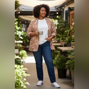 A New Day Tan and White Zebra Print Jacket